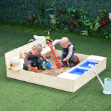 Kids Wooden Sandbox With Foldable Bench And Storage Boxes - Omega Lifestyles
