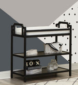 Solid Wood Black Changing Table With Storage Shelves
