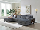 Modern Convertible U-Shaped Corduroy Fabric Sofa - Omega Lifestyles