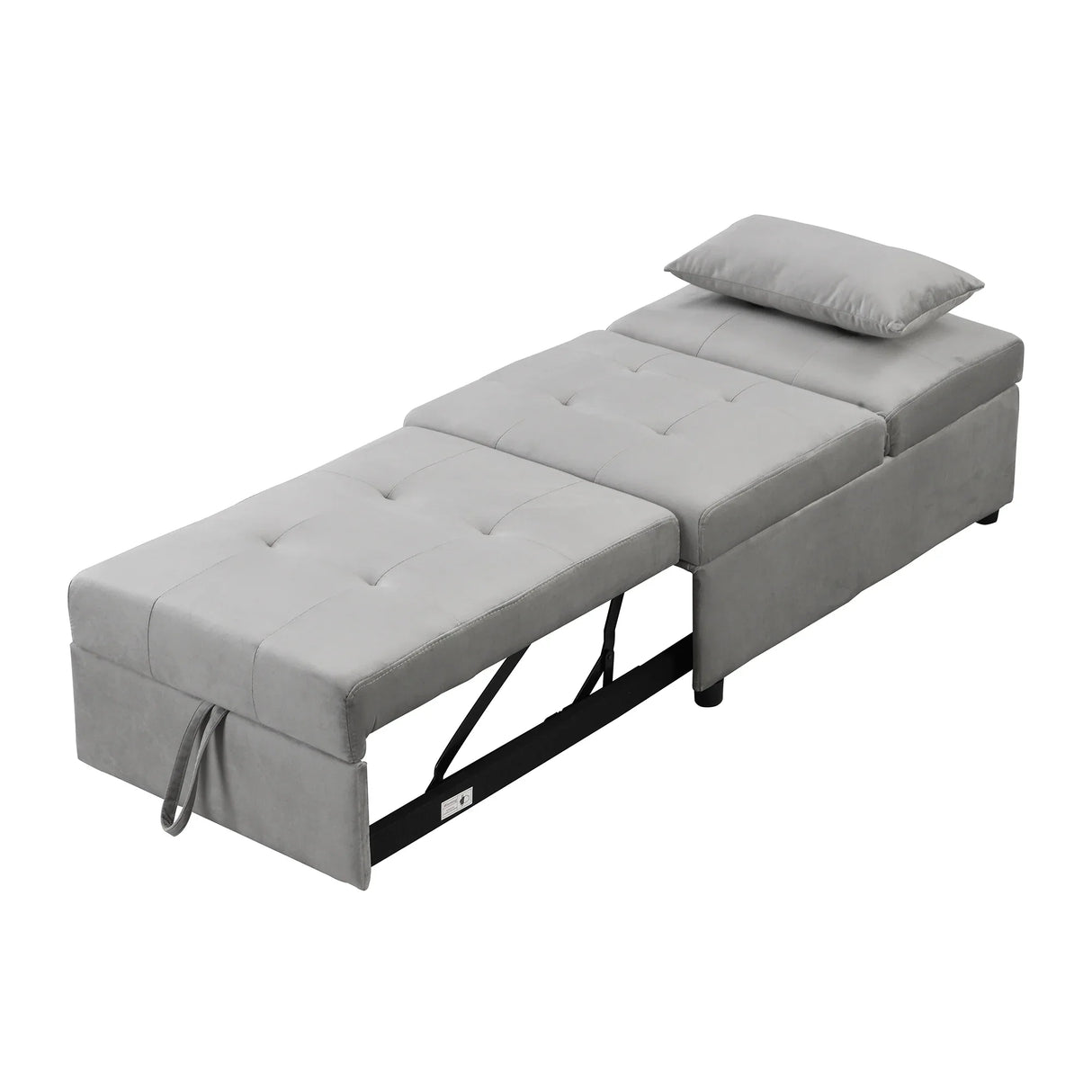 Multifunctional Gray Velvet Folding Ottoman Sofa Bed - Omega Lifestyles