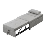 Multifunctional Gray Velvet Folding Ottoman Sofa Bed - Omega Lifestyles