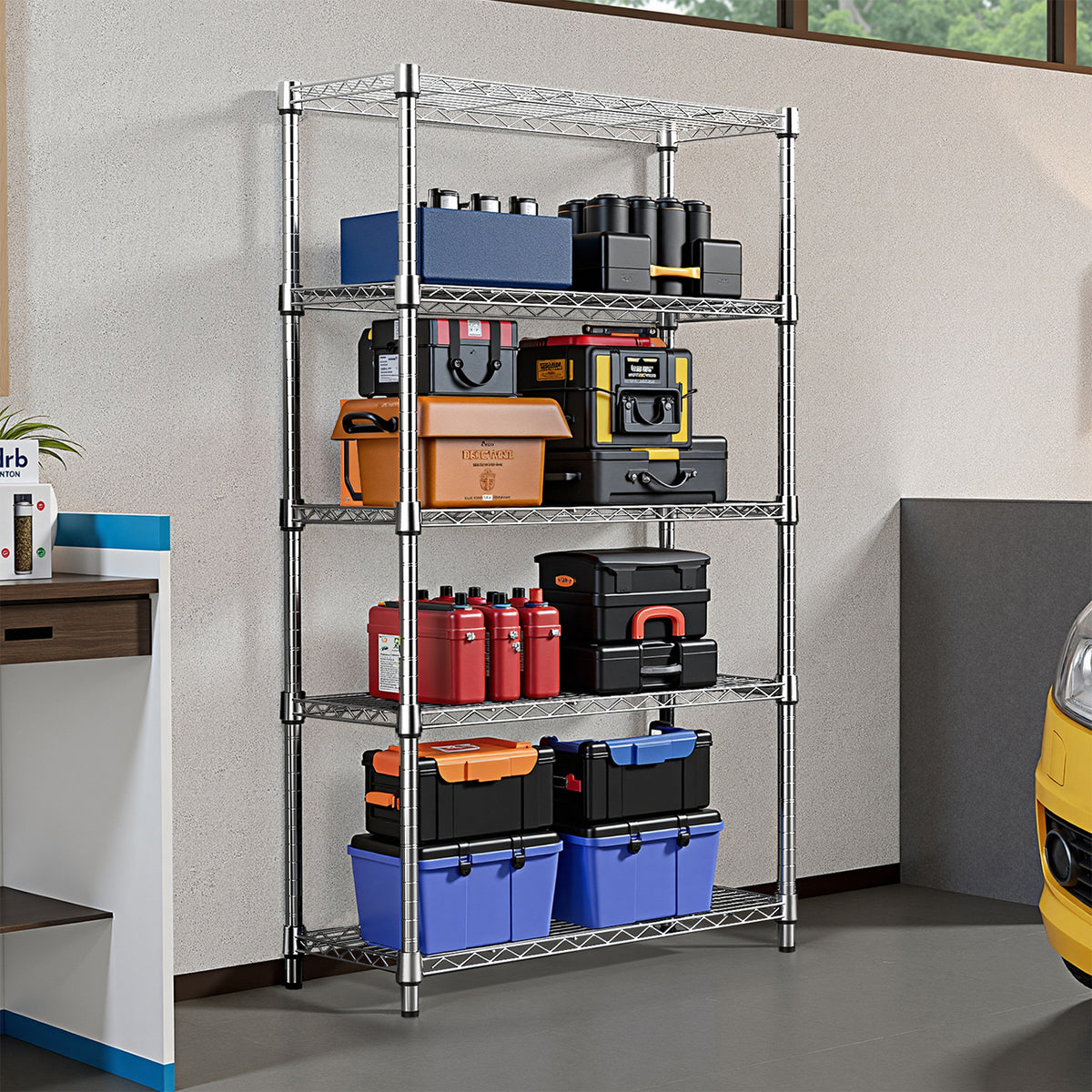 Heavy Duty 5-Tier Carbon Steel Adjustable Storage Shelving Unit