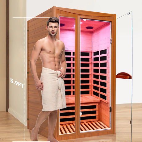 Far Infrared Okoumé Wood Dry Sauna Spa Room - Omega Lifestyles
