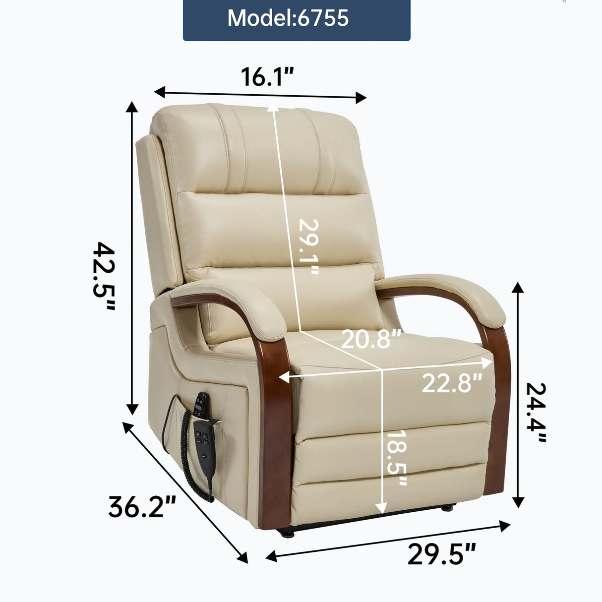 Power Beige Faux Leather Dual Motor Massage Recliner Chair - Omega Lifestyles