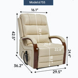 Power Beige Faux Leather Dual Motor Massage Recliner Chair - Omega Lifestyles