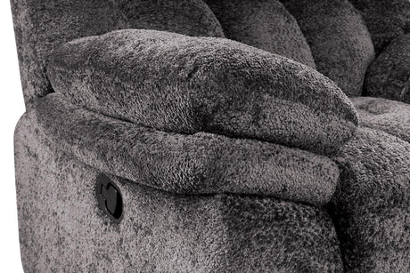 Transitional Dark Gray Glider Recliner With Power Console - Omega Lifestyles