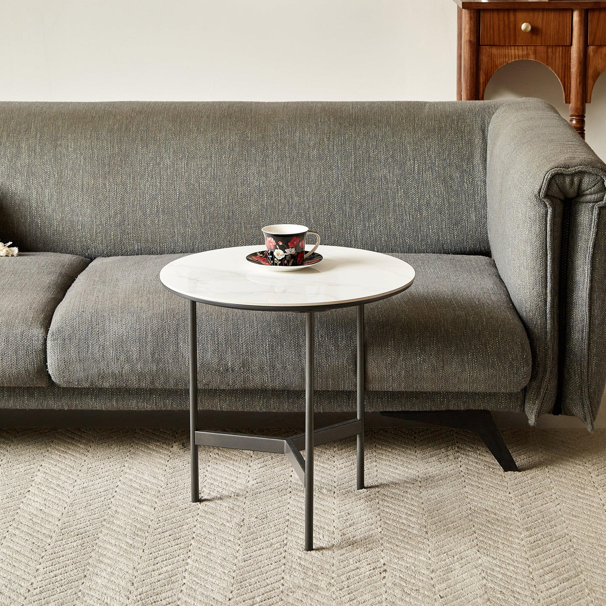 Small Round Waterproof Sintered Stone End Table - Omega Lifestyles