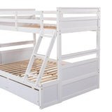 Twin Over Full Solid Wood White Bunk Bed With Storage - Omega Lifestyles