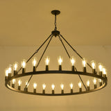 Large 53 Inch Matte Black Wagon Wheel Chandelier - Omega Lifestyles