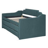 Twin Linen-Blend Upholstered Daybed With Trundle And Drawers - Omega Lifestyles