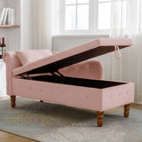 Pink Velvet Storage Chaise Lounge With Pillow - Omega Lifestyles