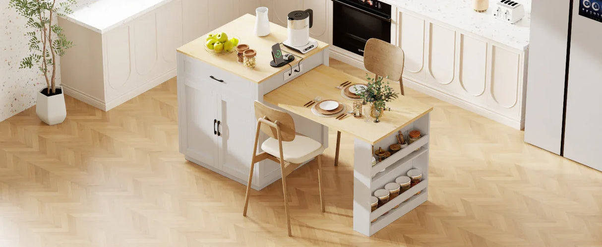 Extendable Kitchen Island With Dining Table Storage - Omega Lifestyles