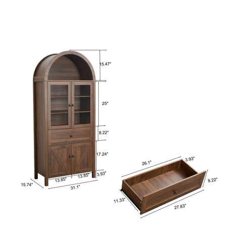 Walnut Retro Dome Storage Cabinet With Adjustable Shelves - Omega Lifestyles