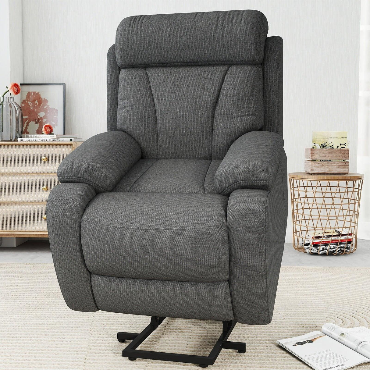 Power Lift Plush Snowflake Velvet Recliner Chair - Omega Lifestyles