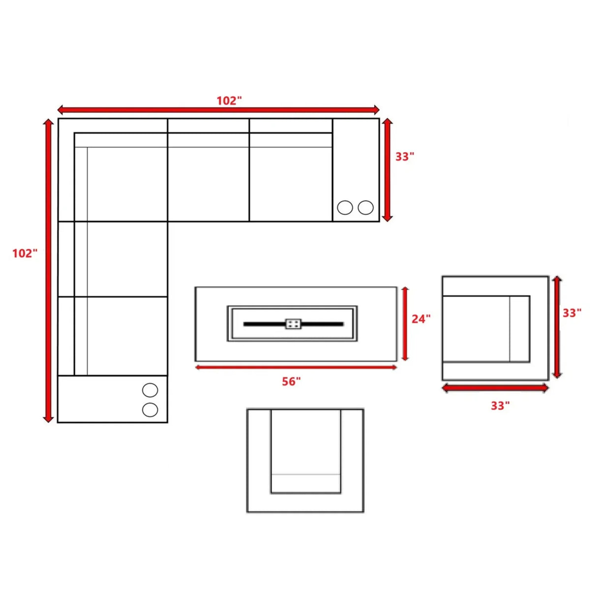 6-Person Grey Wicker Outdoor Seating Set With Fire Pit - Omega Lifestyles