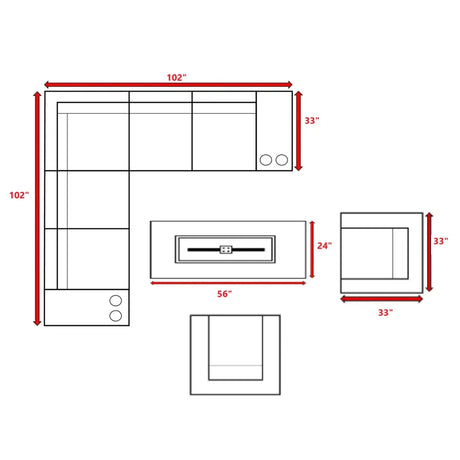 6-Person Grey Wicker Outdoor Seating Set With Fire Pit - Omega Lifestyles