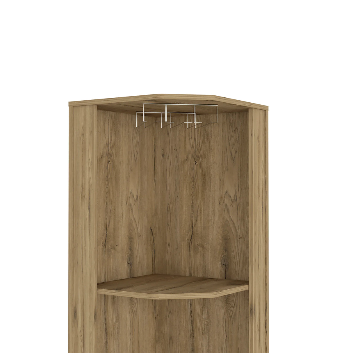 Beige Particle Board Corner Bar Cabinet With Wine Rack - Omega Lifestyles