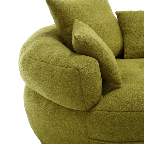 Modern Chenille Circular Sponge Sofa With Throw Pillows - Omega Lifestyles