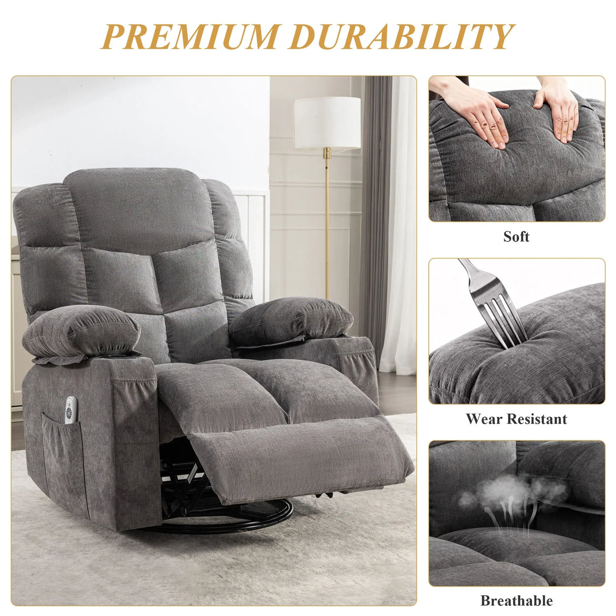 Oversized Soft Massage Recliner Chair With Heating - Omega Lifestyles