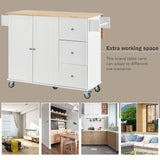 Rolling Mobile Kitchen Island With Solid Wood Top And Storage Cabinet - Omega Lifestyles