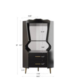 Black Engineered Wood Corner Sideboard Cabinet With Drawers - Omega Lifestyles