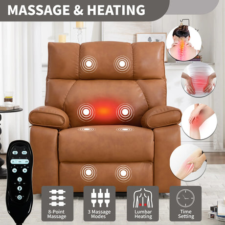 Orange Medium-Firm Faux Leather Power Lift Massage Chair - Omega Lifestyles
