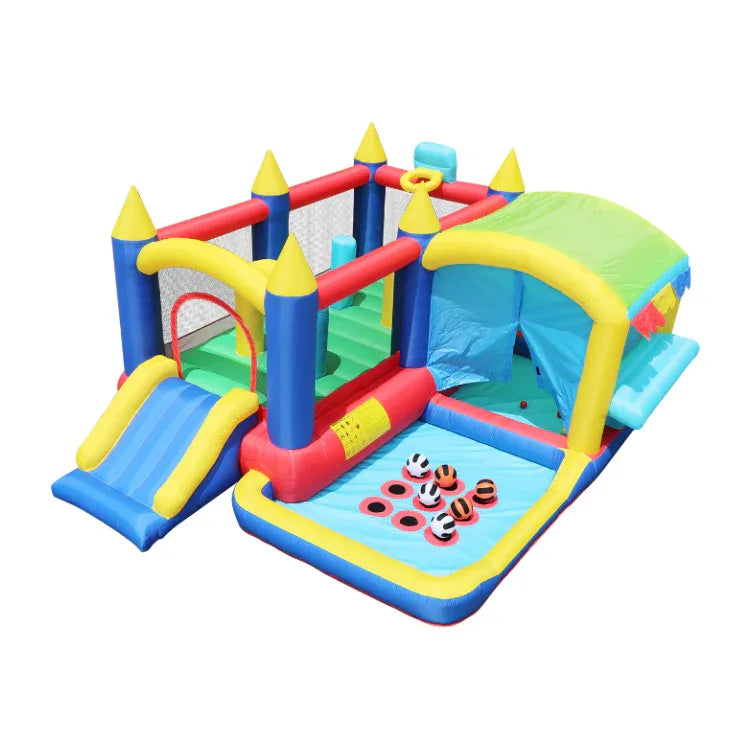 7-in-1 Inflatable Bounce House With Ball Pit Obstacles - Omega Lifestyles