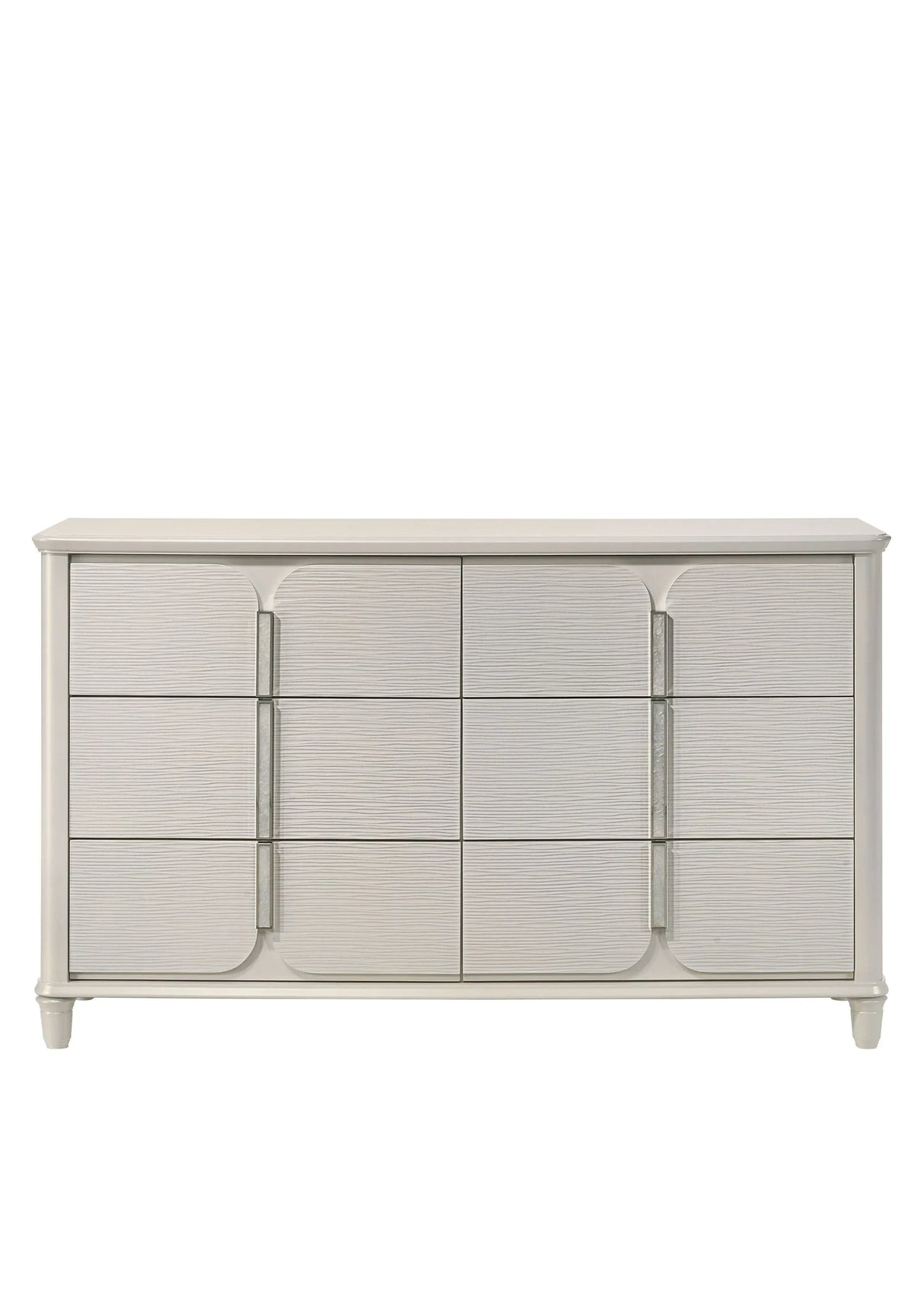 White Six-Drawer Acrylic Synthetic Wood Dresser - Omega Lifestyles