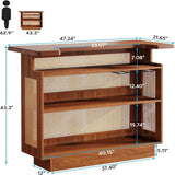 Farmhouse Rattan 4-Tier Liquor Cabinet Home Bar - Omega Lifestyles