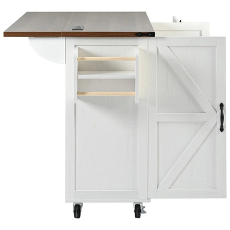 Farmhouse Kitchen Island Cart With Power Outlet - Omega Lifestyles