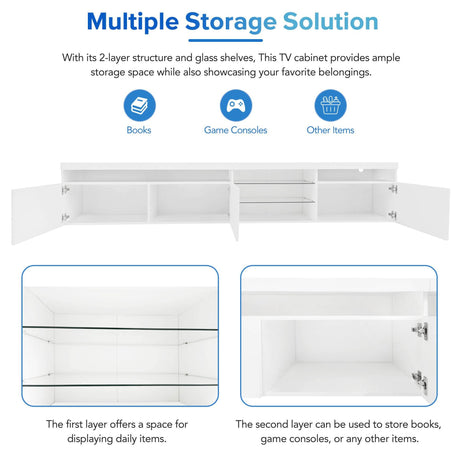 White Modern LED Light Particle Board TV Stand - Sleep Galleria