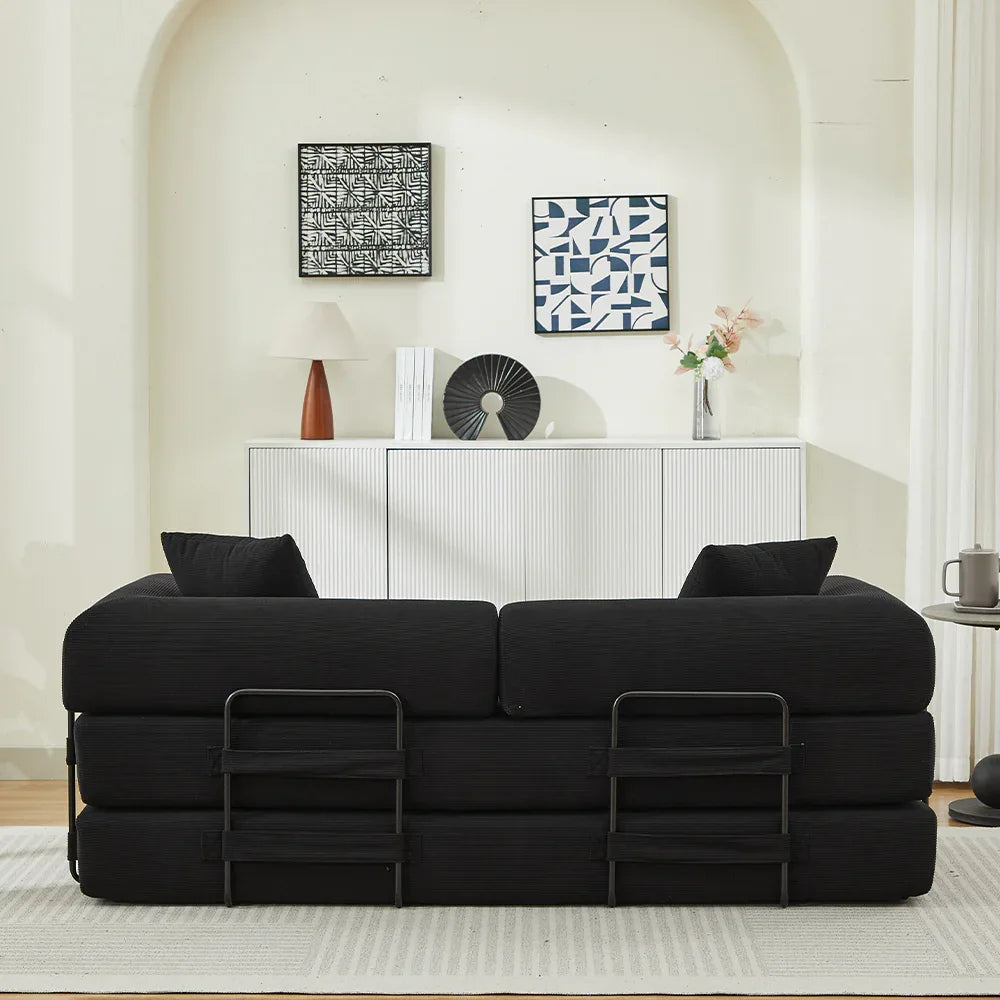 Corduroy Folding Sofa Bed With Foam Spring Mattress - Omega Lifestyles