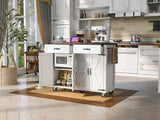 Farmhouse Style Rolling Kitchen Island With Power Outlet - Omega Lifestyles