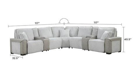 Power Reclining Modern Corduroy Sectional Sofa With Console - Omega Lifestyles