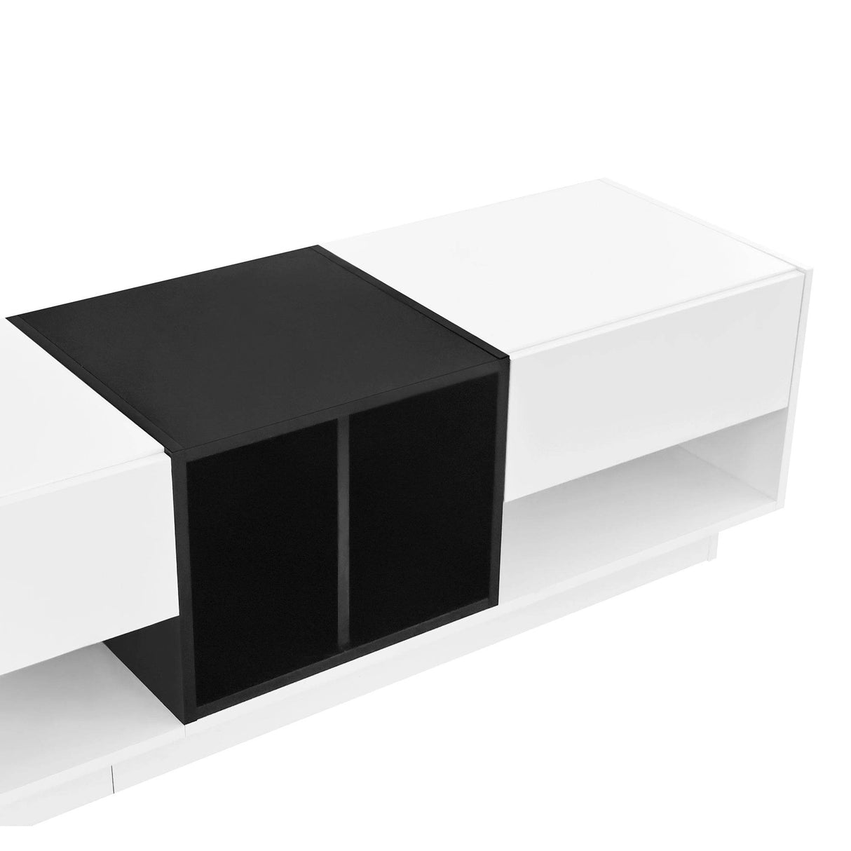 Two-Tone Particle Board White TV Stand With Storage - Sleep Galleria