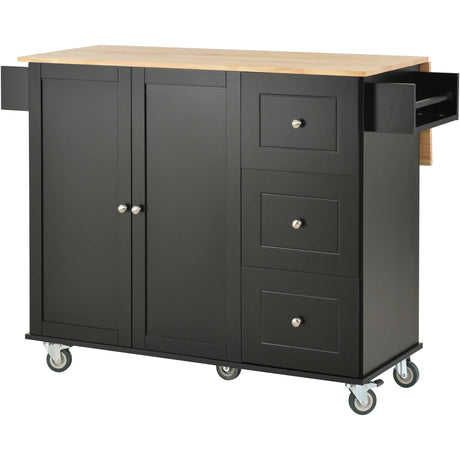 Rolling Mobile Kitchen Island With Solid Wood Top And Locking Wheels - Omega Lifestyles