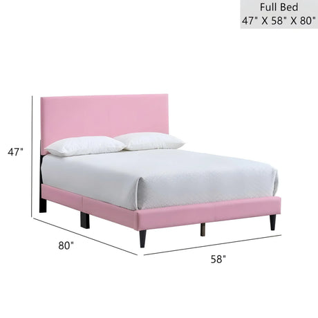 Full Upholstered Pink Adjustable Headboard Bed Frame Full - Omega Lifestyles