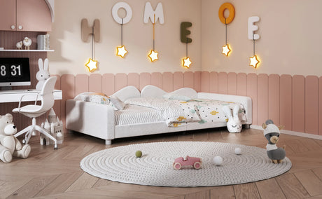 Twin Upholstered Sherpa Fabric Daybed With Cloud Backrest - Omega Lifestyles