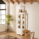 Modern Upholstered Glass Display Cabinet With Adjustable LED Light - Omega Lifestyles