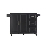 Rolling Kitchen Island Cart With Rubber Wood Tabletop - Omega Lifestyles