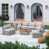 6-Piece Grey Mix Rattan Wicker Outdoor Sectional Patio Set - Omega Lifestyles