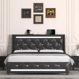Full Black Faux Leather Memory Foam Full Bed Frame - Omega Lifestyles