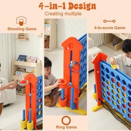4-in-1 Adjustable Height Indoor Outdoor Giant Game Set - Omega Lifestyles