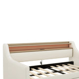 Twin PU Leather Daybed With Storage Drawers Charging Station - Omega Lifestyles