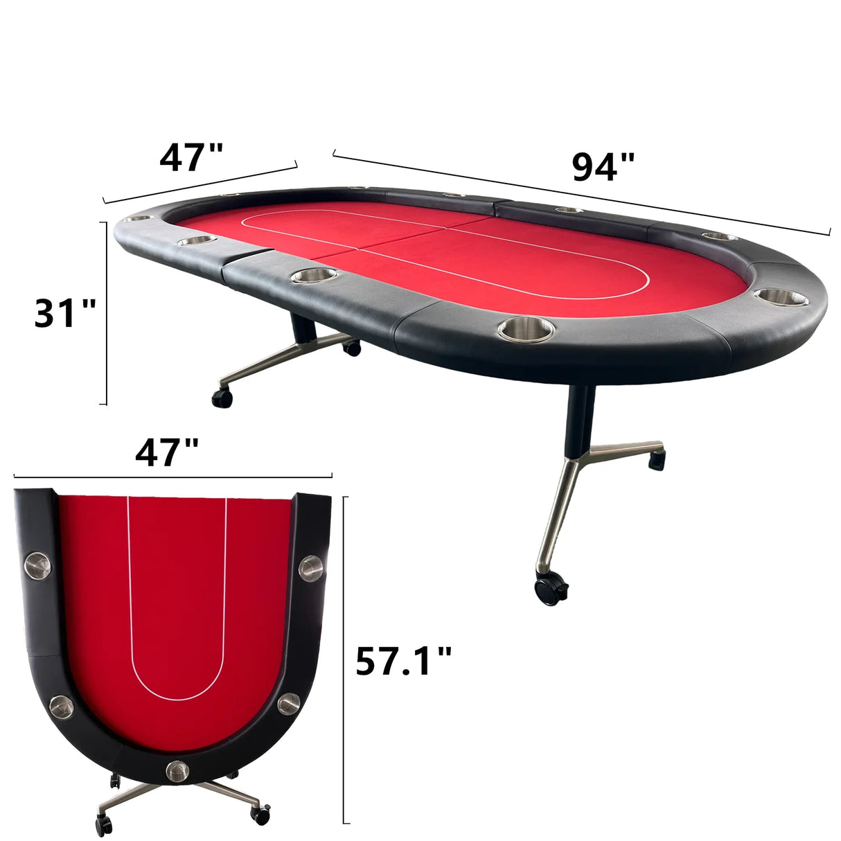 Foldable Modern 10-Player Premium Poker Table - Omega Lifestyles