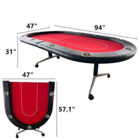 Foldable Modern 10-Player Premium Poker Table - Omega Lifestyles