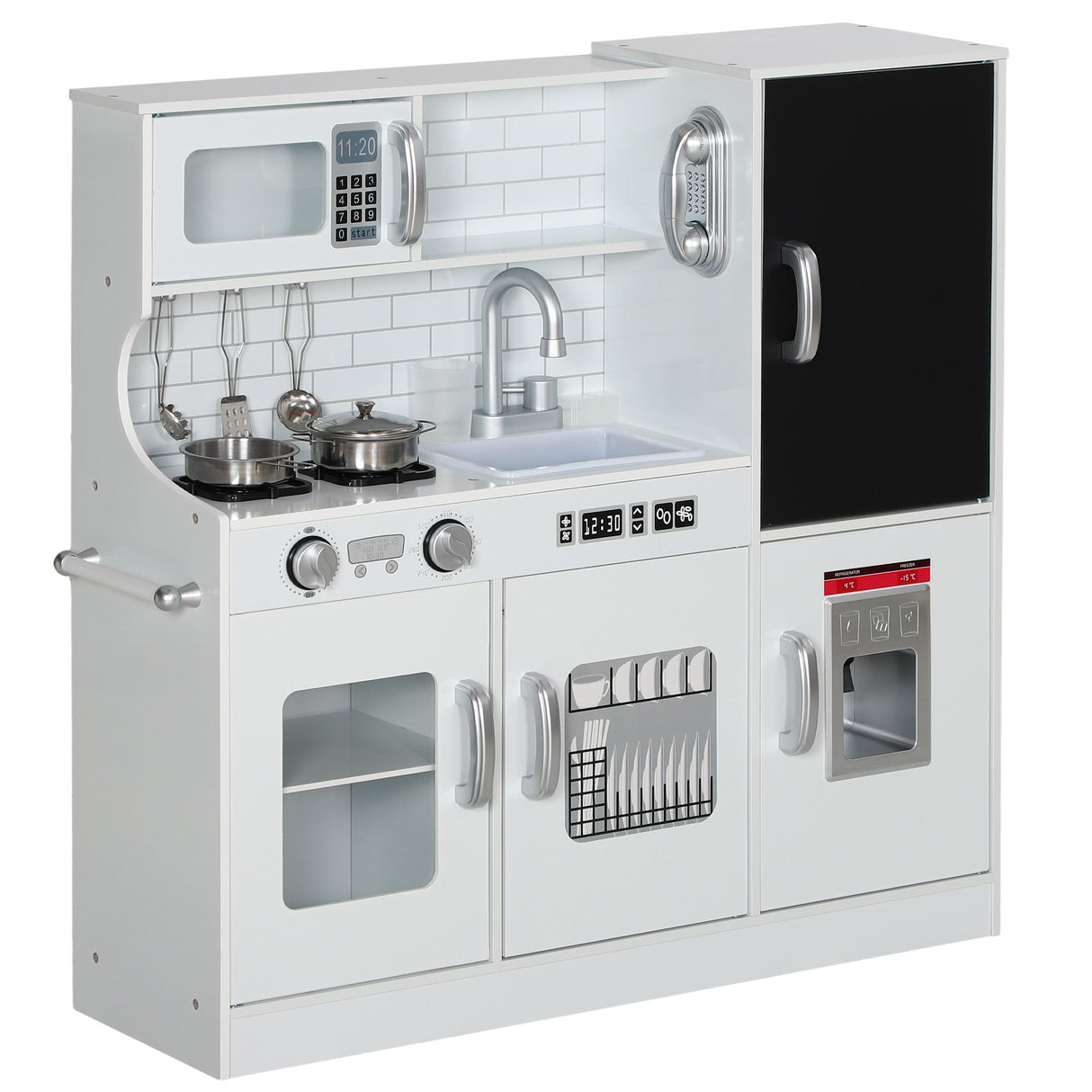 Kids White MDF Play Kitchen Set With Accessories