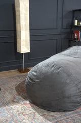 Microfiber Foam Filled Cylindrical Charcoal Bean Bag Chair - Omega Lifestyles