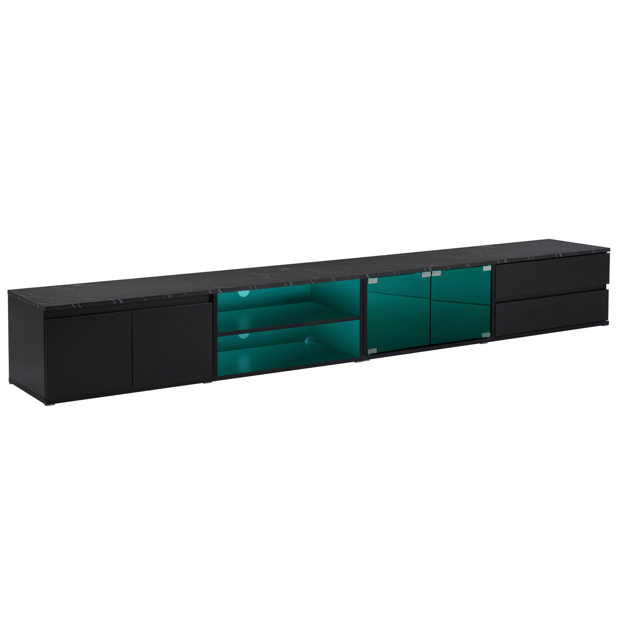 Modern APP Controlled LED Black Marble TV Stand - Sleep Galleria