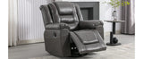 Grey Manual PU Upholstered Home Theater Recliner Chair Set - Omega Lifestyles